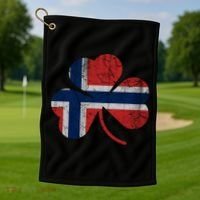 Norwegian Flag Irish Shamrock Norge St Patricks Day Norway Great Gift Golf Towel thumb 1