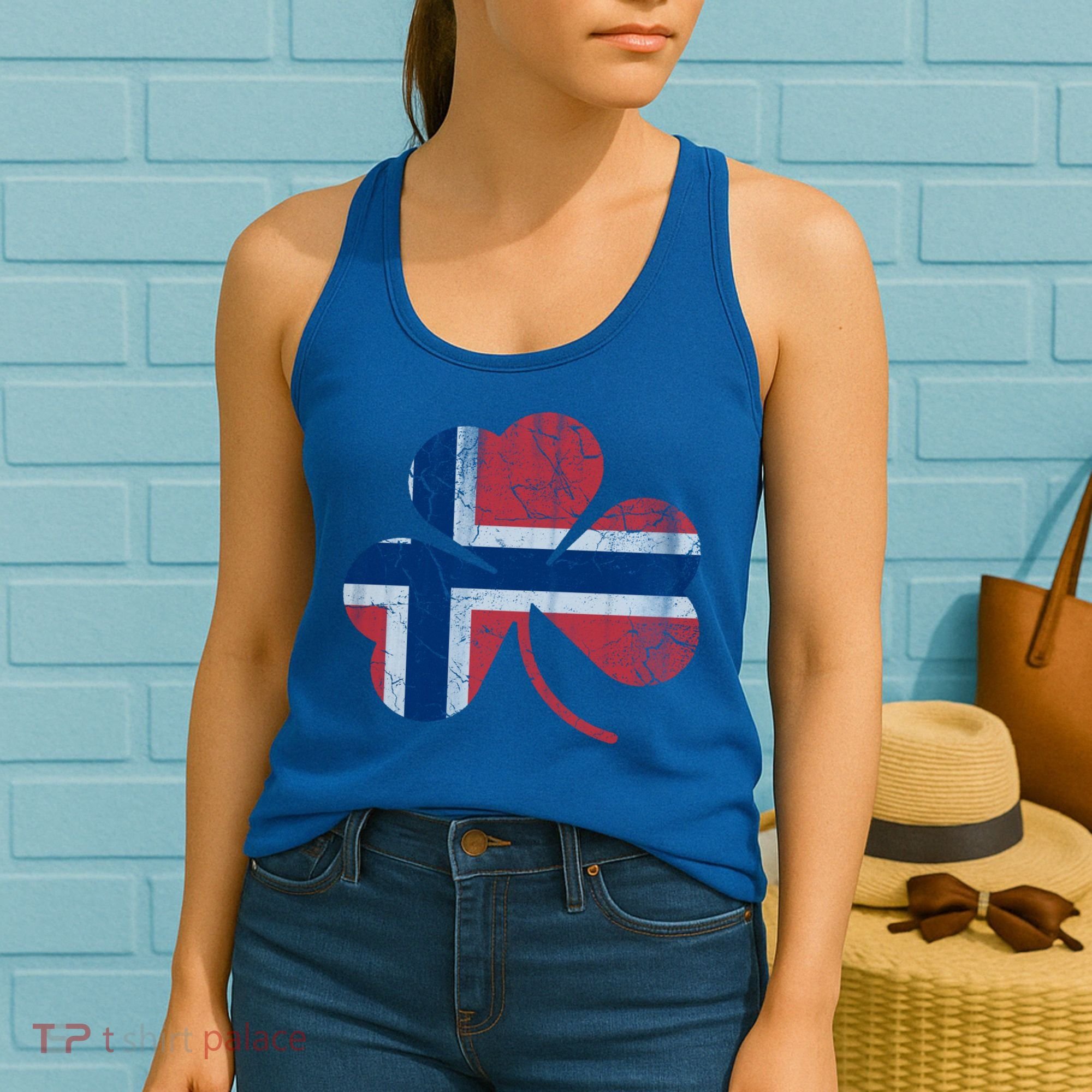 Norwegian Flag Irish Shamrock Norge St Patricks Day Norway Great Gift Women's Tank Top