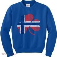 Norwegian Flag Irish Shamrock Norge St Patricks Day Norway Great Gift Kids Sweatshirt thumb 0