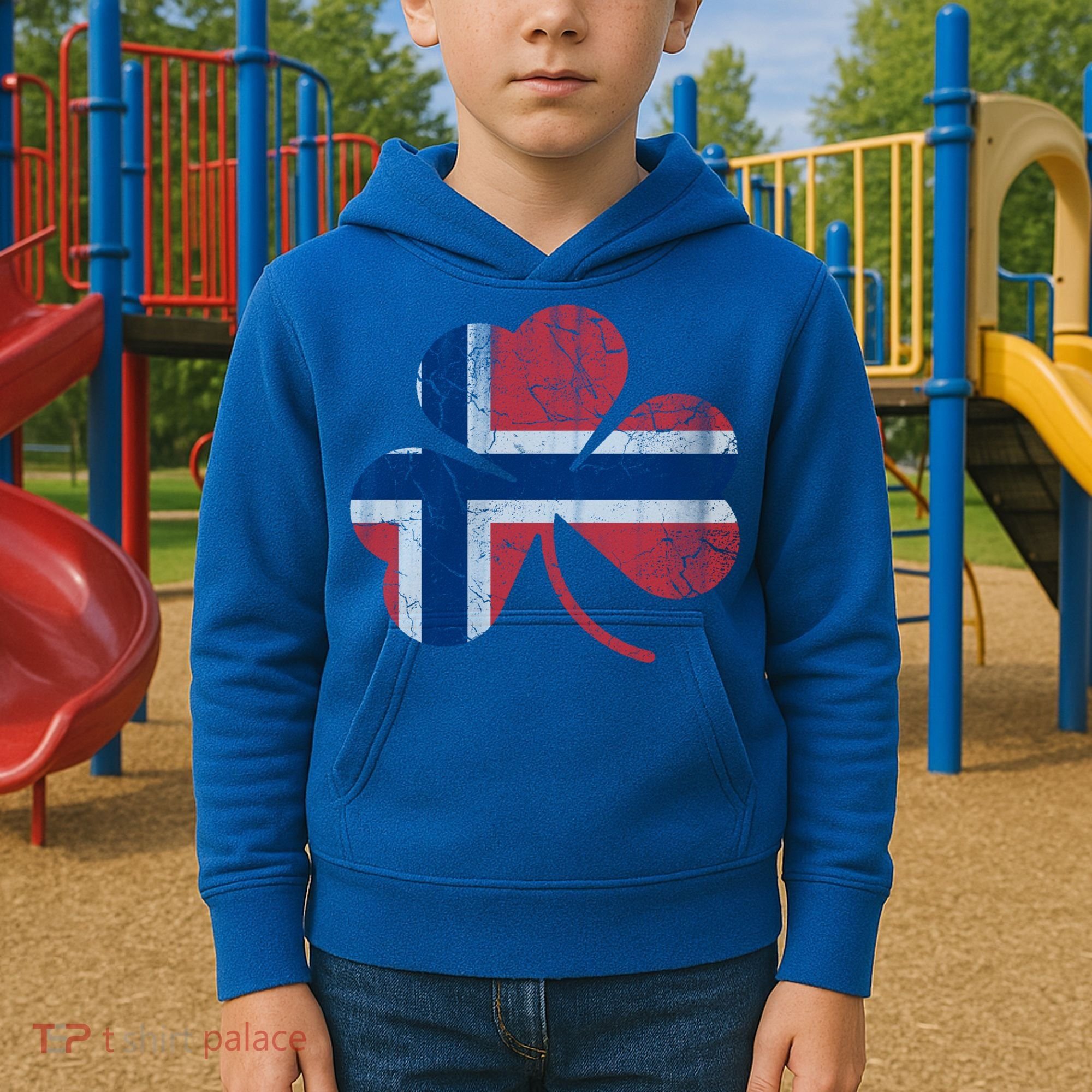 Norwegian Flag Irish Shamrock Norge St Patricks Day Norway Great Gift Kids Hoodie