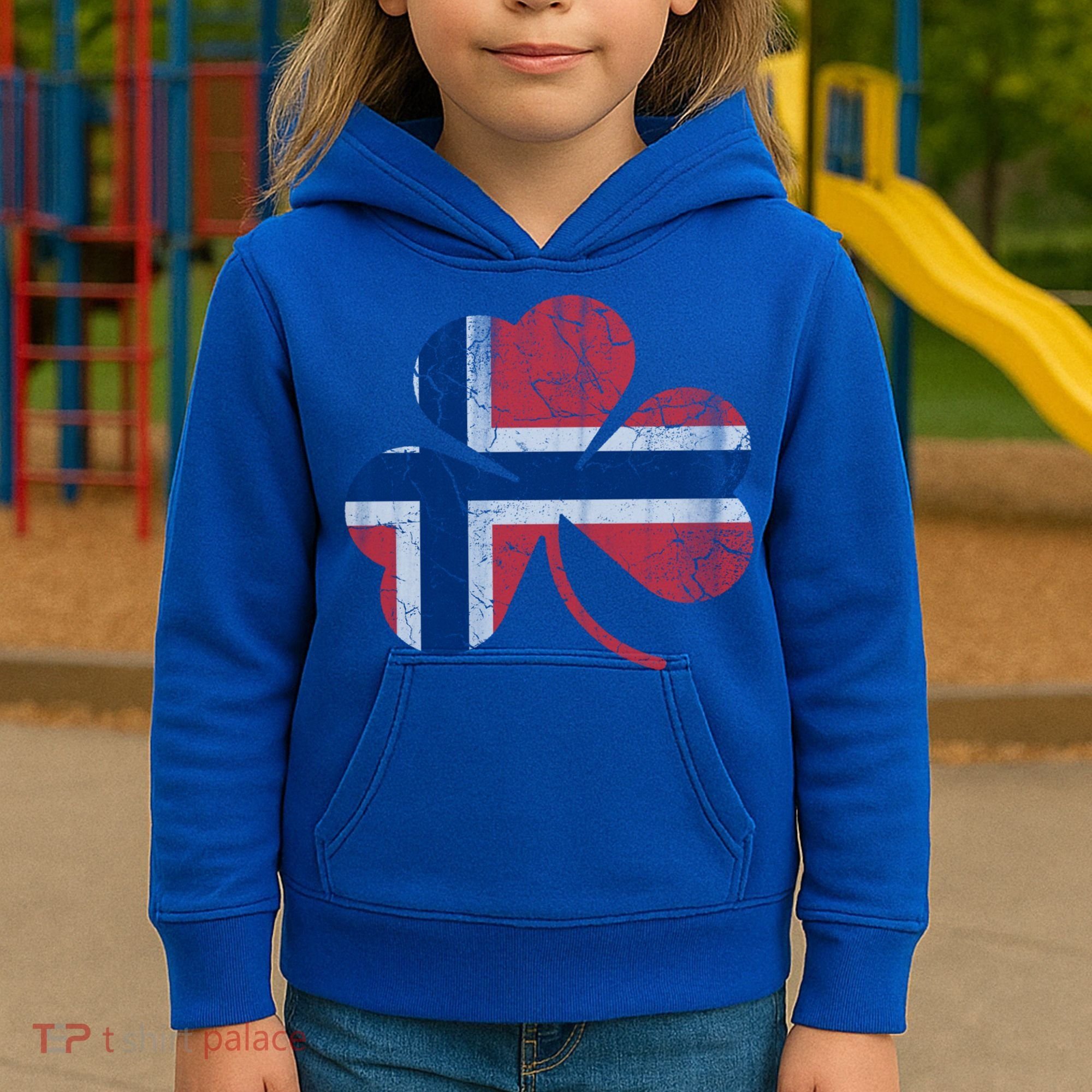 Norwegian Flag Irish Shamrock Norge St Patricks Day Norway Great Gift Kids Hoodie