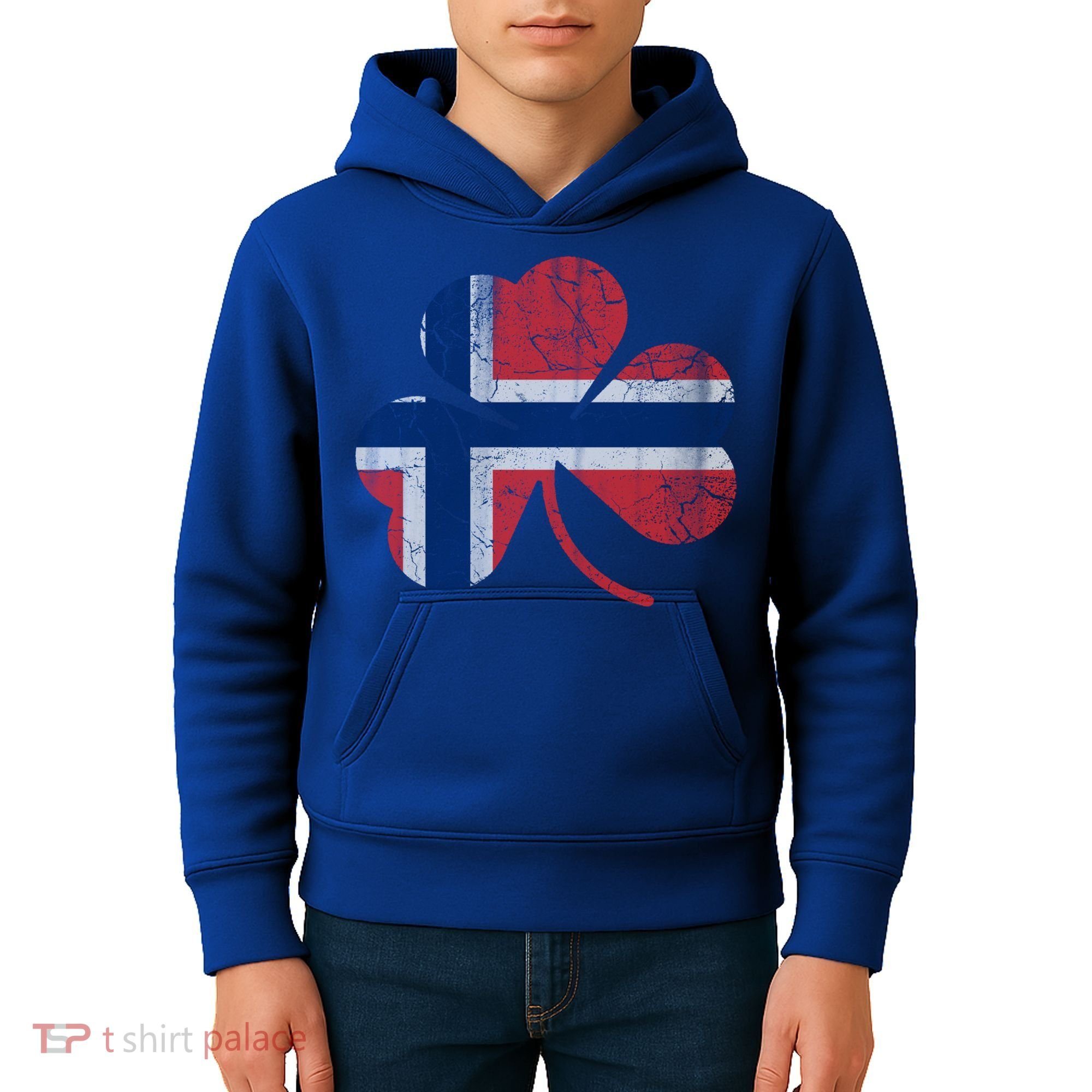 Norwegian Flag Irish Shamrock Norge St Patricks Day Norway Great Gift Kids Hoodie