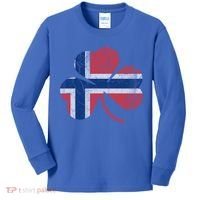 Norwegian Flag Irish Shamrock Norge St Patricks Day Norway Great Gift Kids Long Sleeve Shirt thumb 0