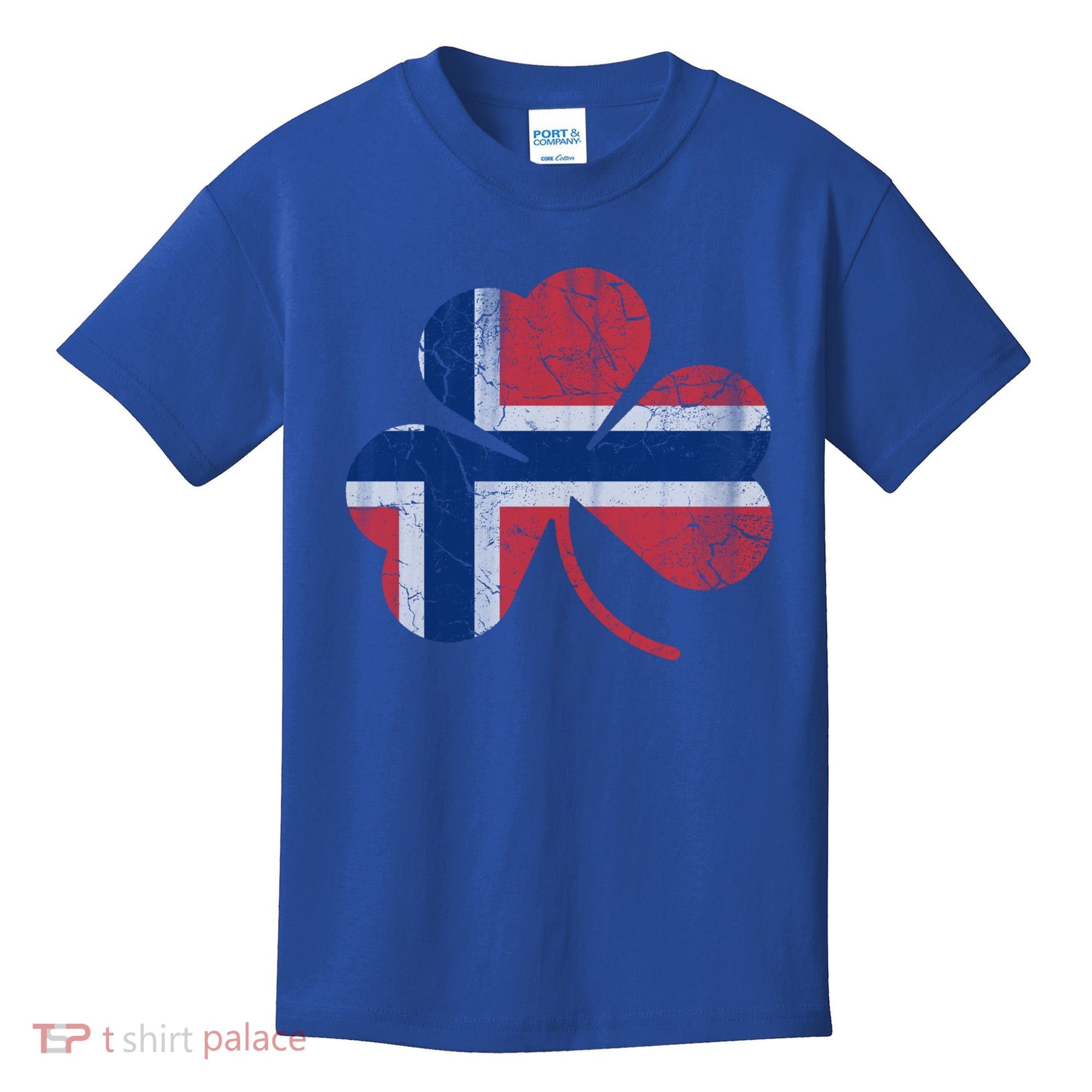 Norwegian Flag Irish Shamrock Norge St Patricks Day Norway Great Gift Kids T-Shirt
