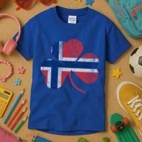 Norwegian Flag Irish Shamrock Norge St Patricks Day Norway Great Gift Kids T-Shirt thumb 3