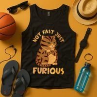Not Fast Just Furious Funny Cute Grumpy Fat Cat Pet Lovers Tank Top thumb 4