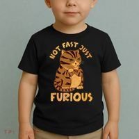 Not Fast Just Furious Funny Cute Grumpy Fat Cat Pet Lovers Toddler T-Shirt thumb 2