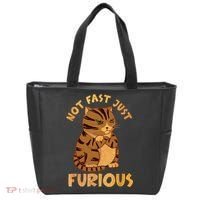 Not Fast Just Furious Funny Cute Grumpy Fat Cat Pet Lovers Tote Bag thumb 0