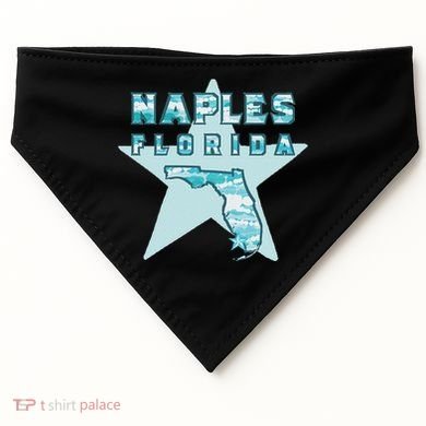 Naples Florida Map Souvenir Design Teal USA-Made Doggie Bandana