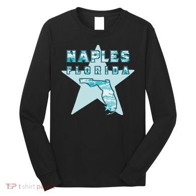 Naples Florida Map Souvenir Design Teal Long Sleeve Shirt