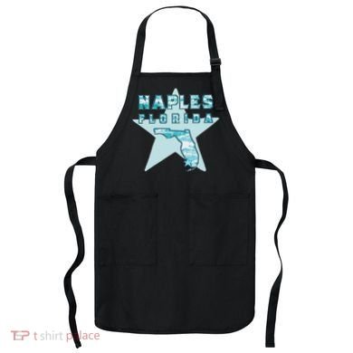 Naples Florida Map Souvenir Design Teal Apron