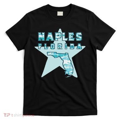 Naples Florida Map Souvenir Design Teal T-Shirt