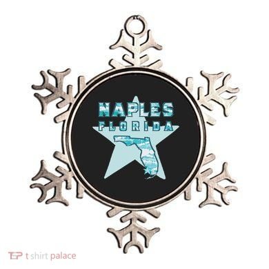 Naples Florida Map Souvenir Design Teal Ornament