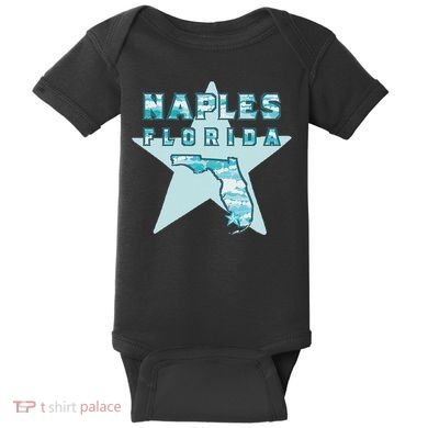 Naples Florida Map Souvenir Design Teal Baby Bodysuit