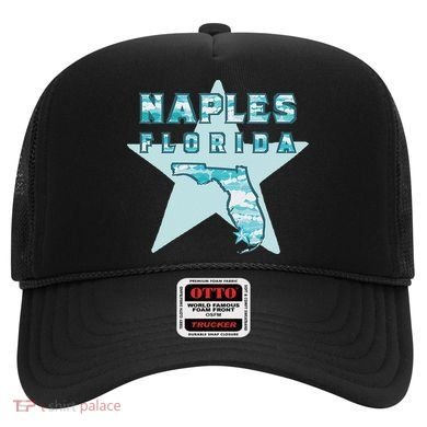 Naples Florida Map Souvenir Design Teal Hat