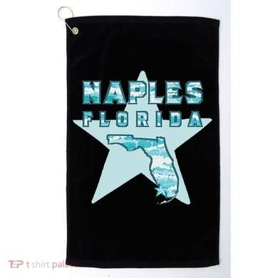 Naples Florida Map Souvenir Design Teal Golf Towel
