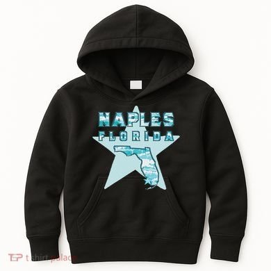 Naples Florida Map Souvenir Design Teal Kids Hoodie