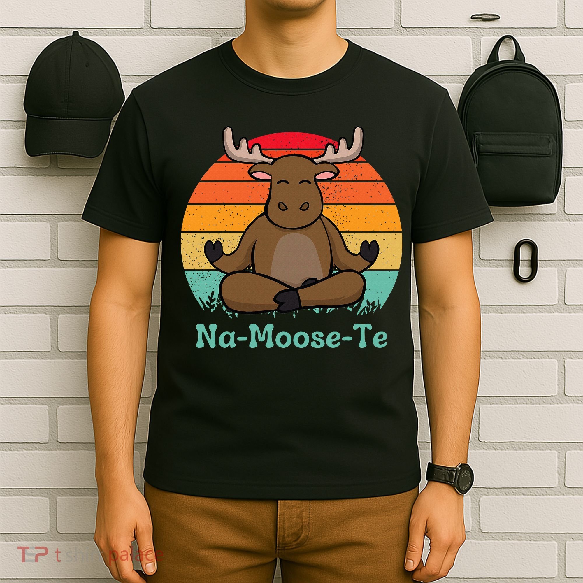 Namoosete Funny Moose And Yoga Pun Workout T-Shirt