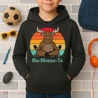 Namoosete Funny Moose And Yoga Pun Workout Kids Hoodie thumb 2