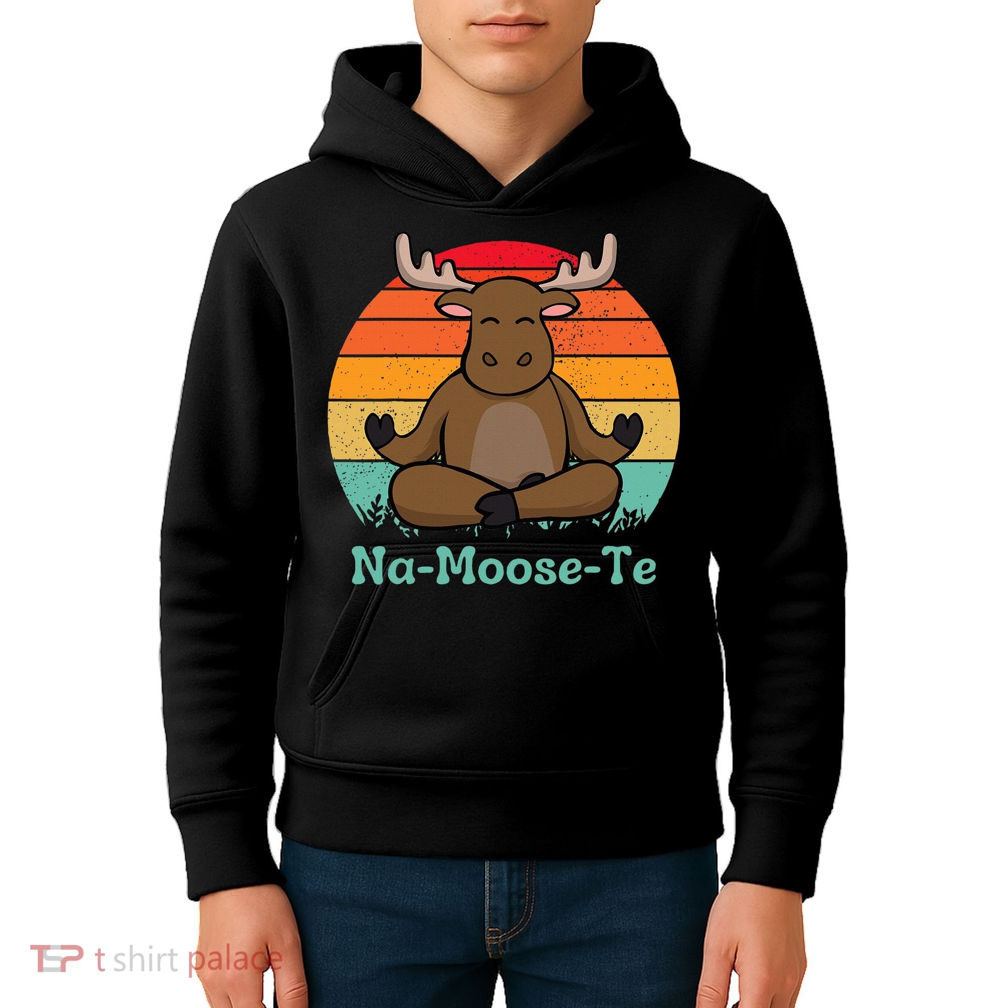 Namoosete Funny Moose And Yoga Pun Workout Kids Hoodie