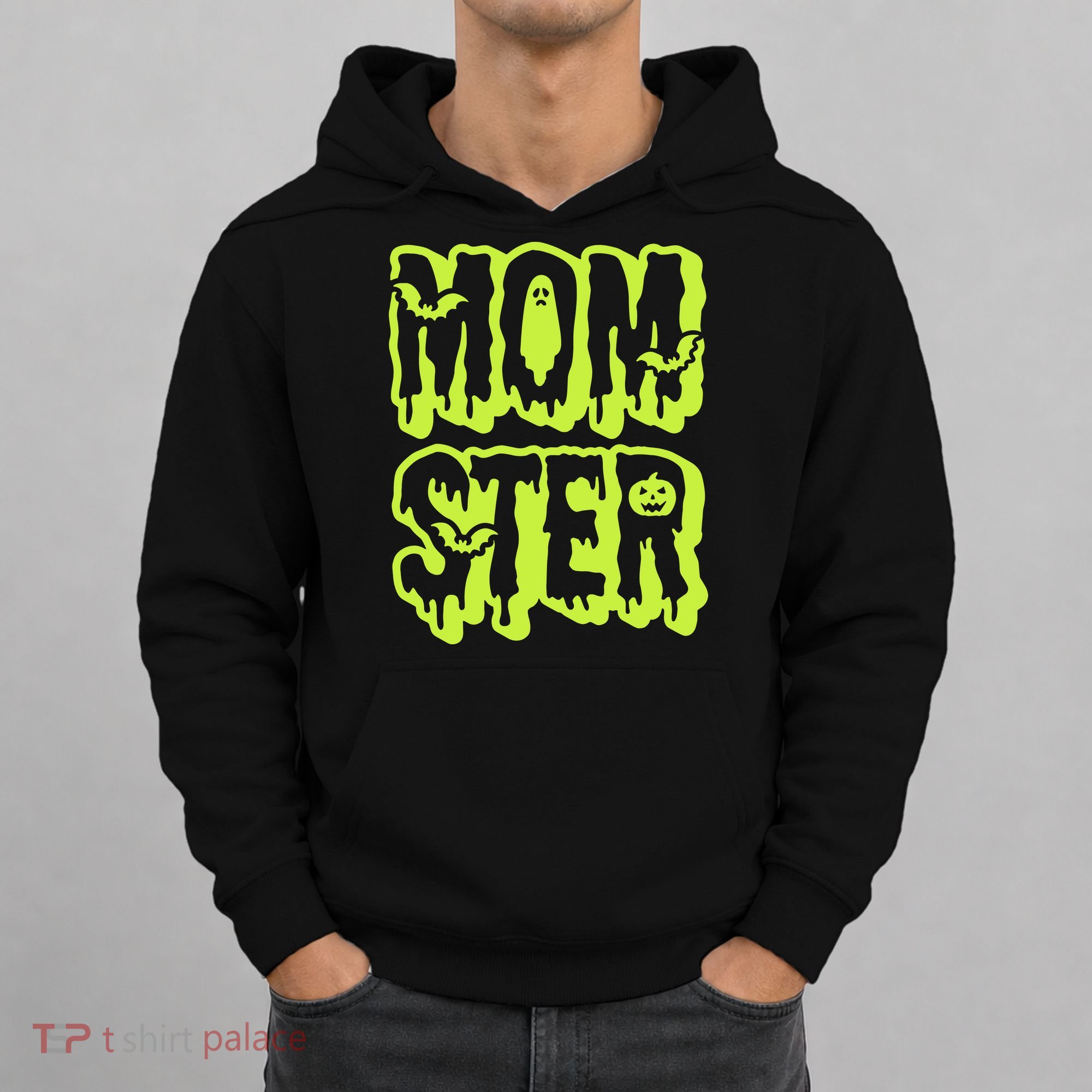 Neon Funny Momter Mom Monster Halloween Family Matching Hoodie