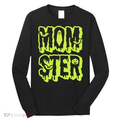 Neon Funny Momter Mom Monster Halloween Family Matching Long Sleeve Shirt