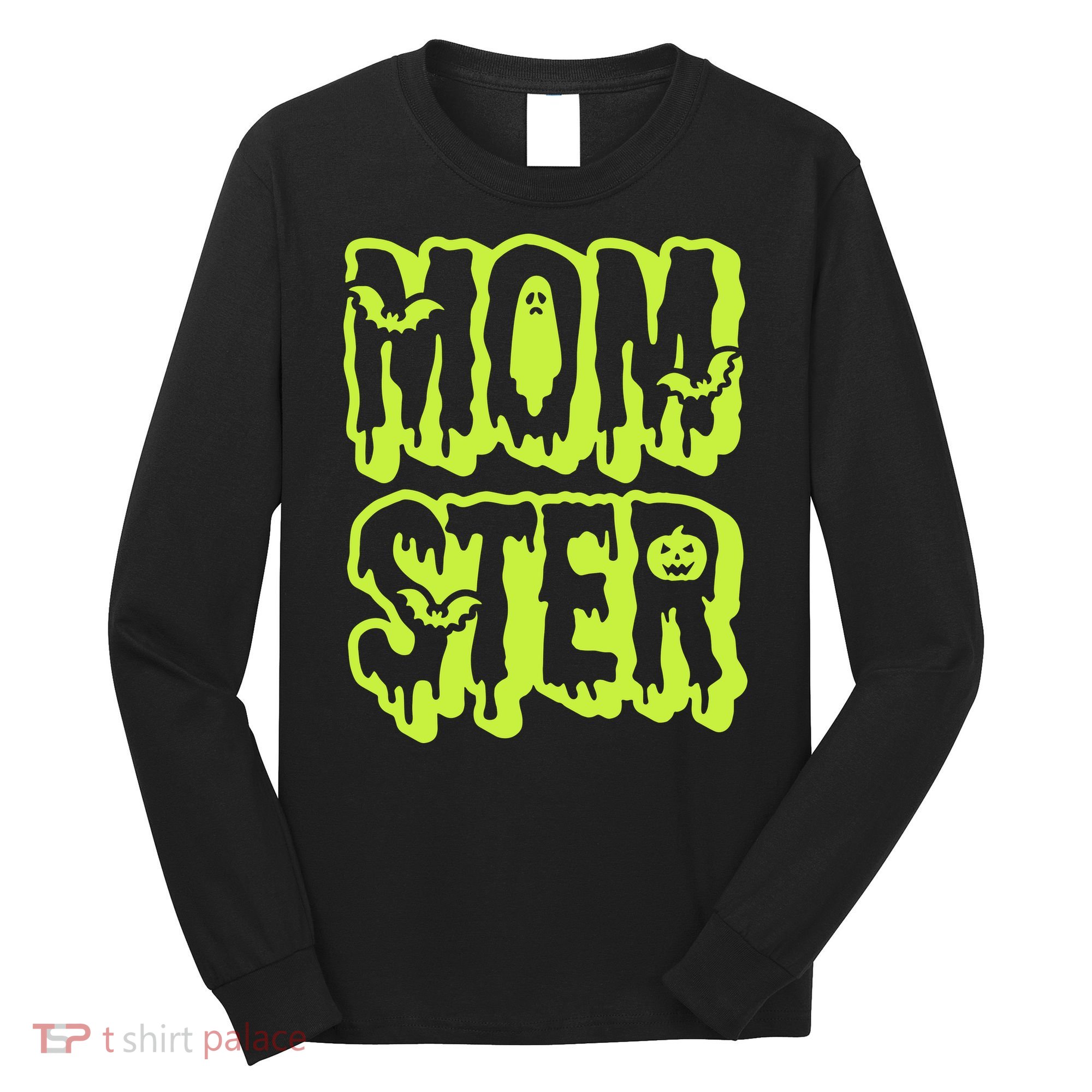 Neon Funny Momter Mom Monster Halloween Family Matching Long Sleeve Shirt