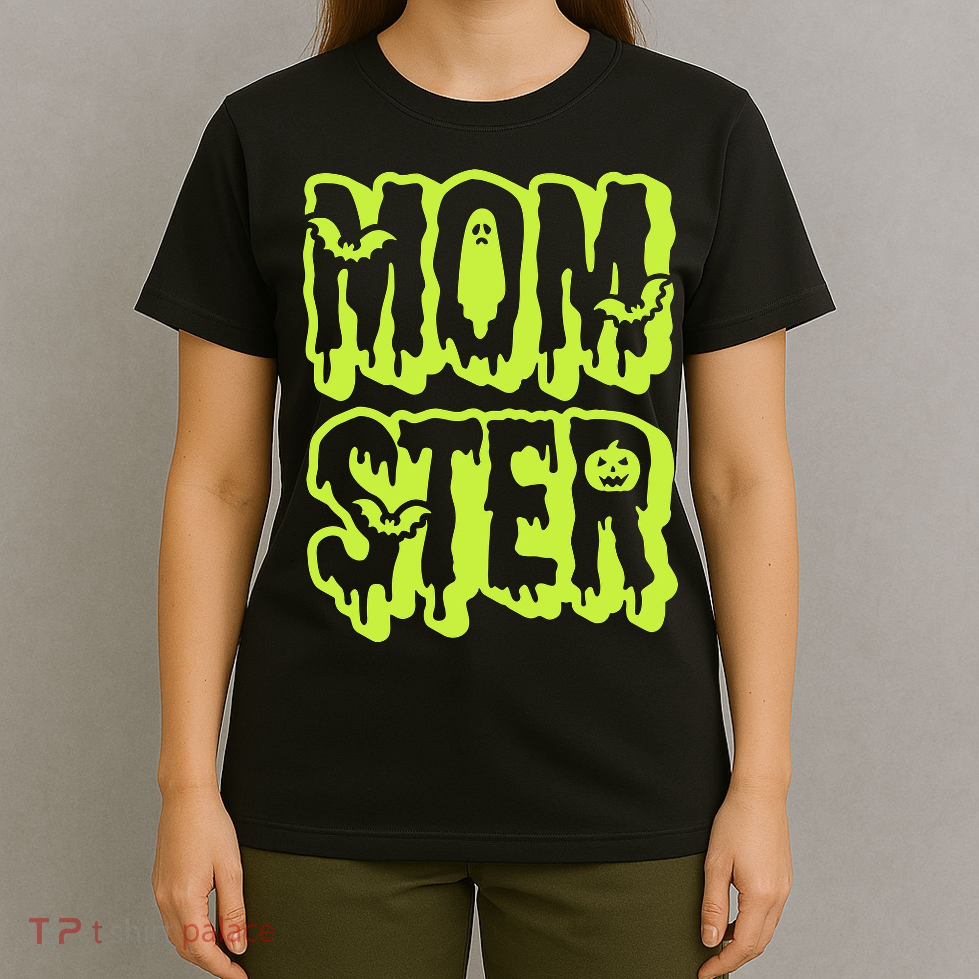 Neon Funny Momter Mom Monster Halloween Family Matching T-Shirt