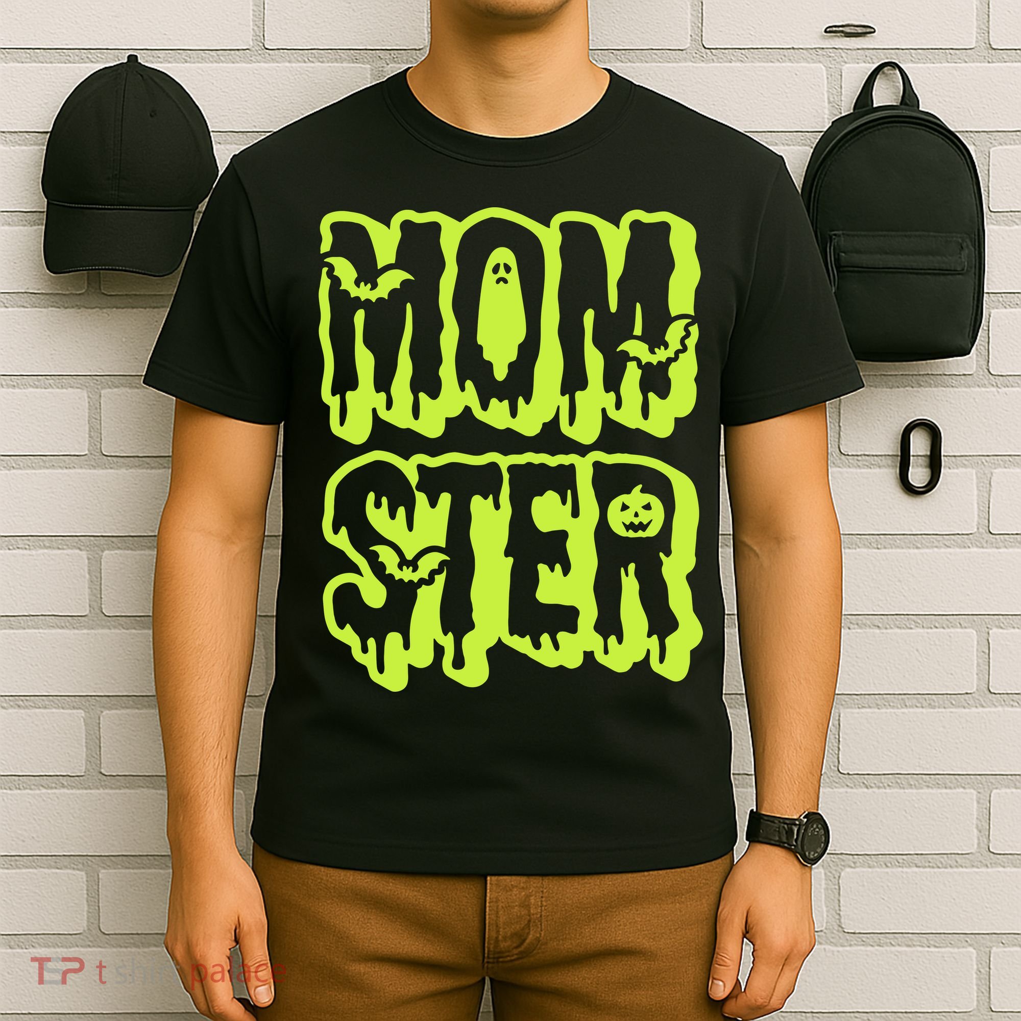 Neon Funny Momter Mom Monster Halloween Family Matching T-Shirt