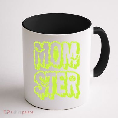 Neon Funny Momter Mom Monster Halloween Family Matching Coffee Mug back