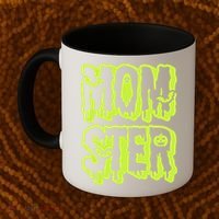 Neon Funny Momter Mom Monster Halloween Family Matching Coffee Mug thumb 2