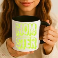 Neon Funny Momter Mom Monster Halloween Family Matching Coffee Mug thumb 3