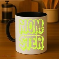 Neon Funny Momter Mom Monster Halloween Family Matching Coffee Mug thumb 4