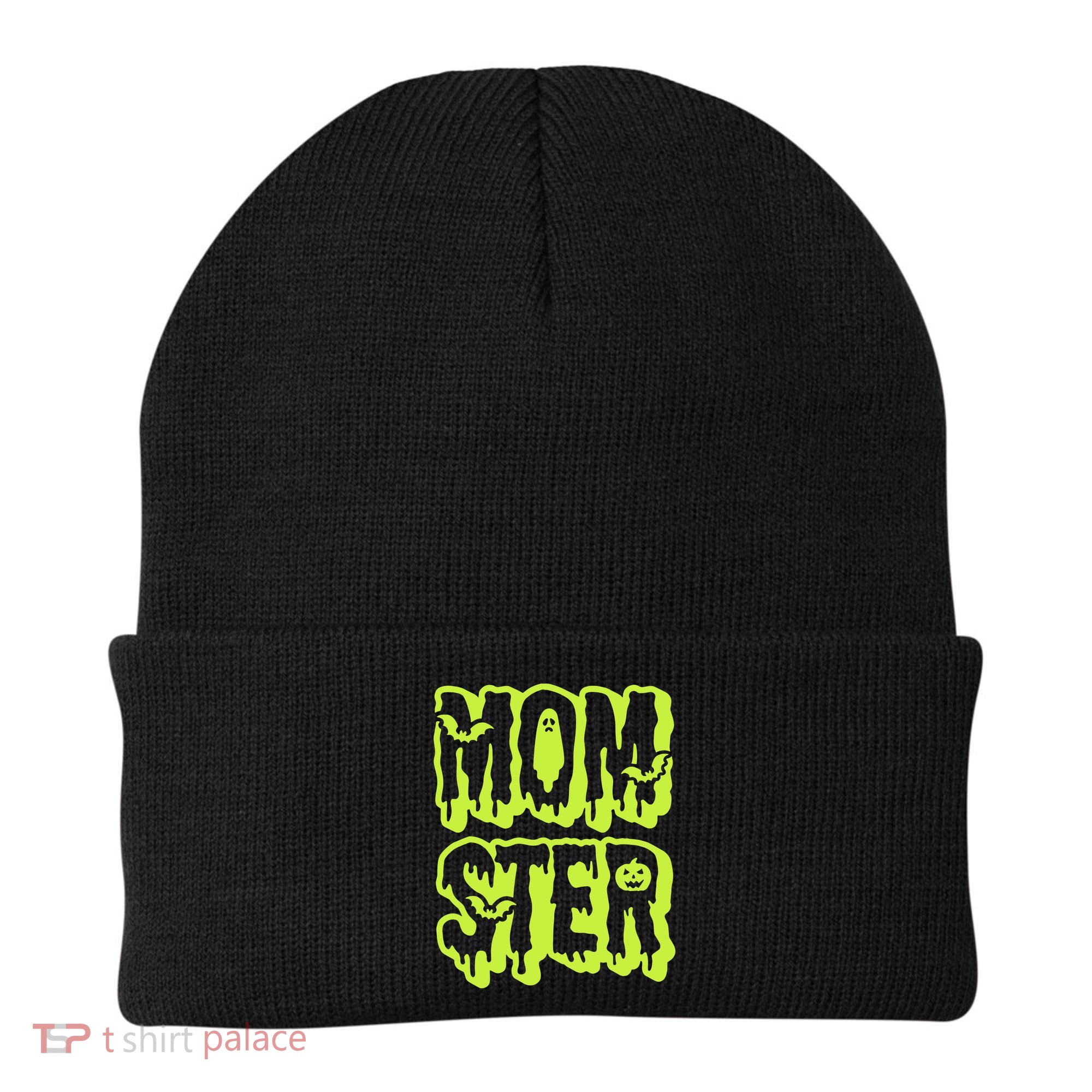 Neon Funny Momter Mom Monster Halloween Family Matching Beanie