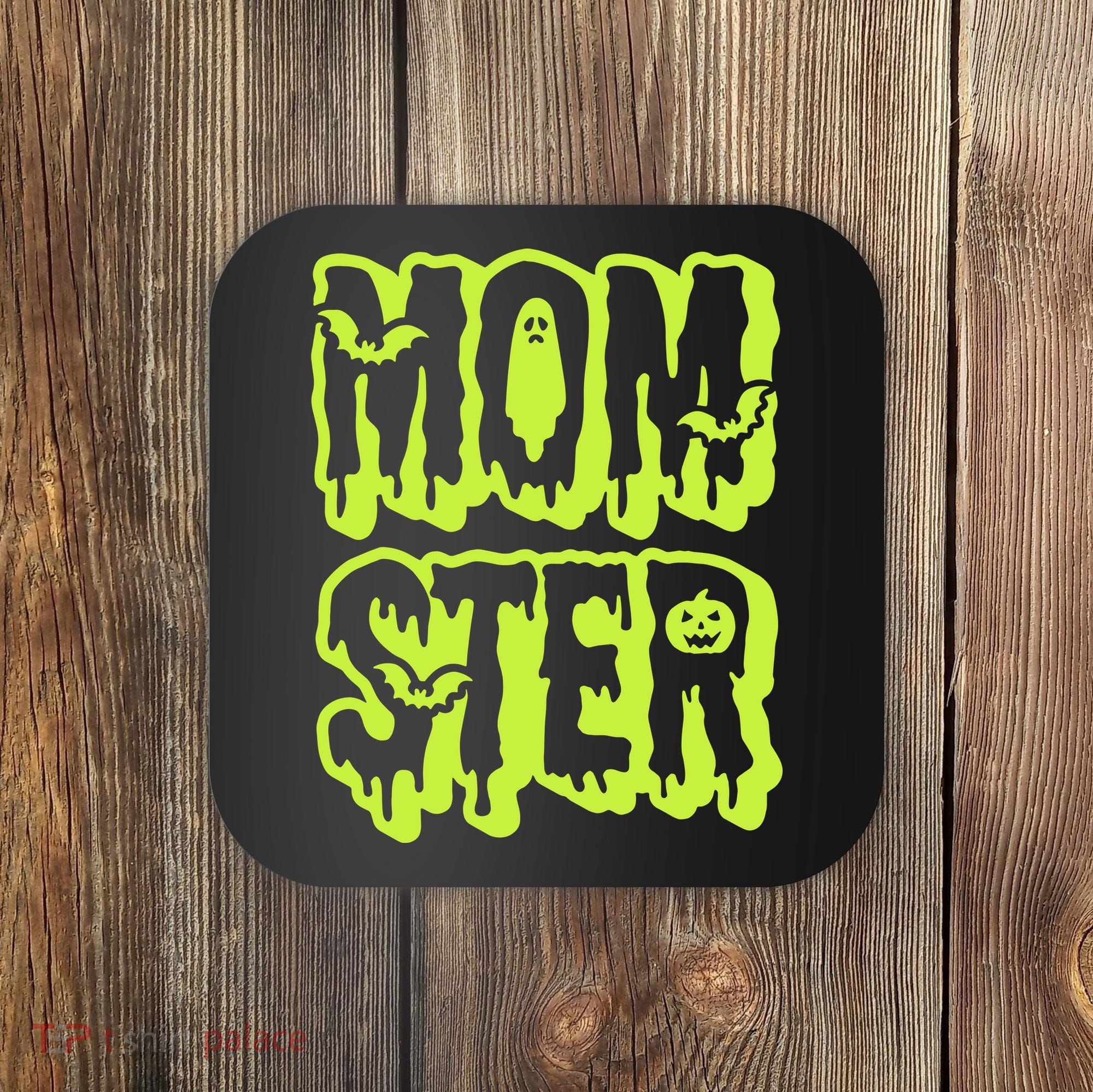 Neon Funny Momter Mom Monster Halloween Family Matching Coaster