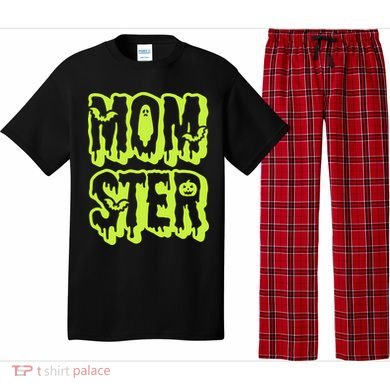 Neon Funny Momter Mom Monster Halloween Family Matching Pajama Set