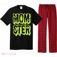 Neon Funny Momter Mom Monster Halloween Family Matching Pajama Set thumb 0