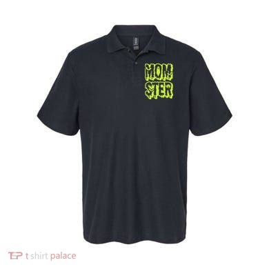 Neon Funny Momter Mom Monster Halloween Family Matching Polo