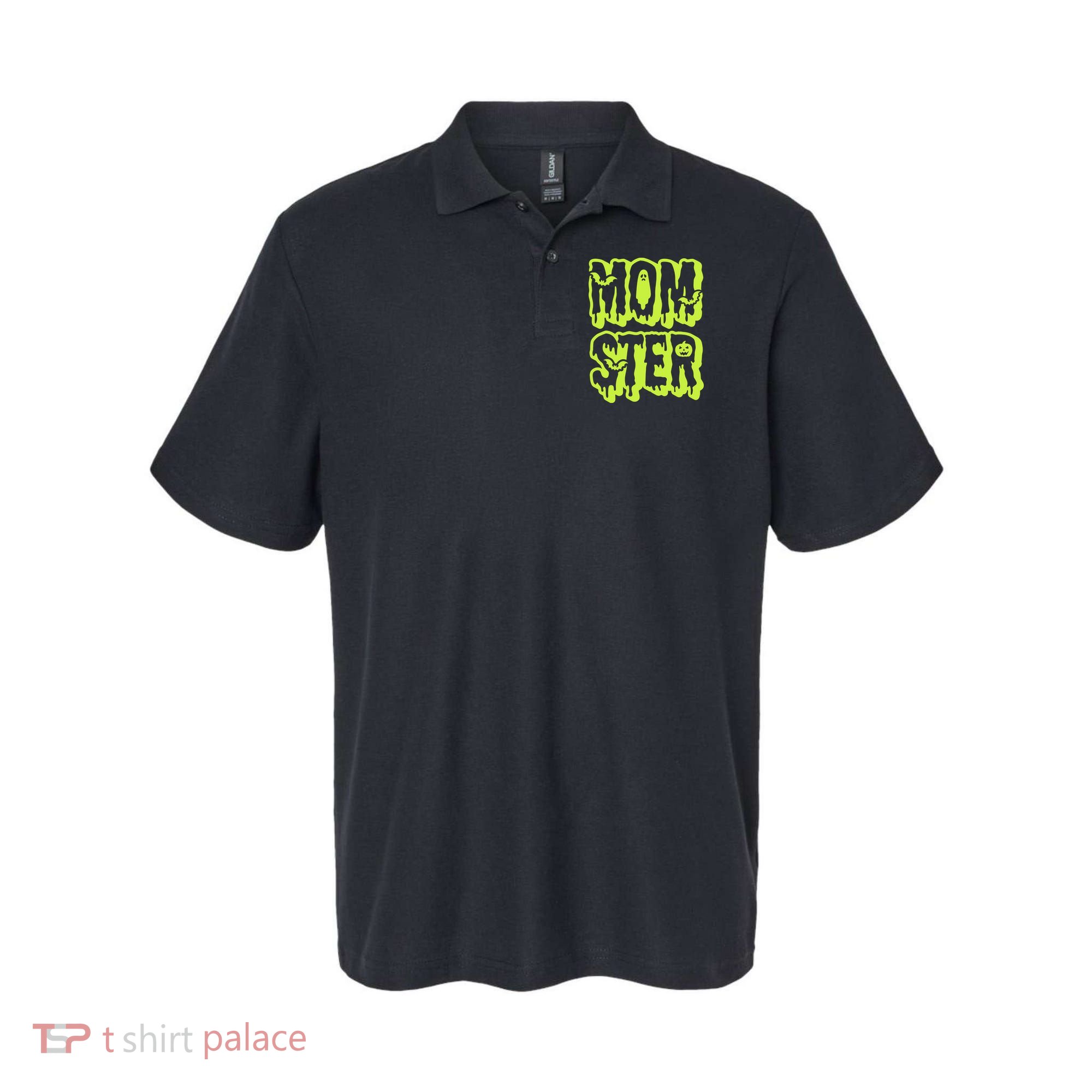 Neon Funny Momter Mom Monster Halloween Family Matching Polo