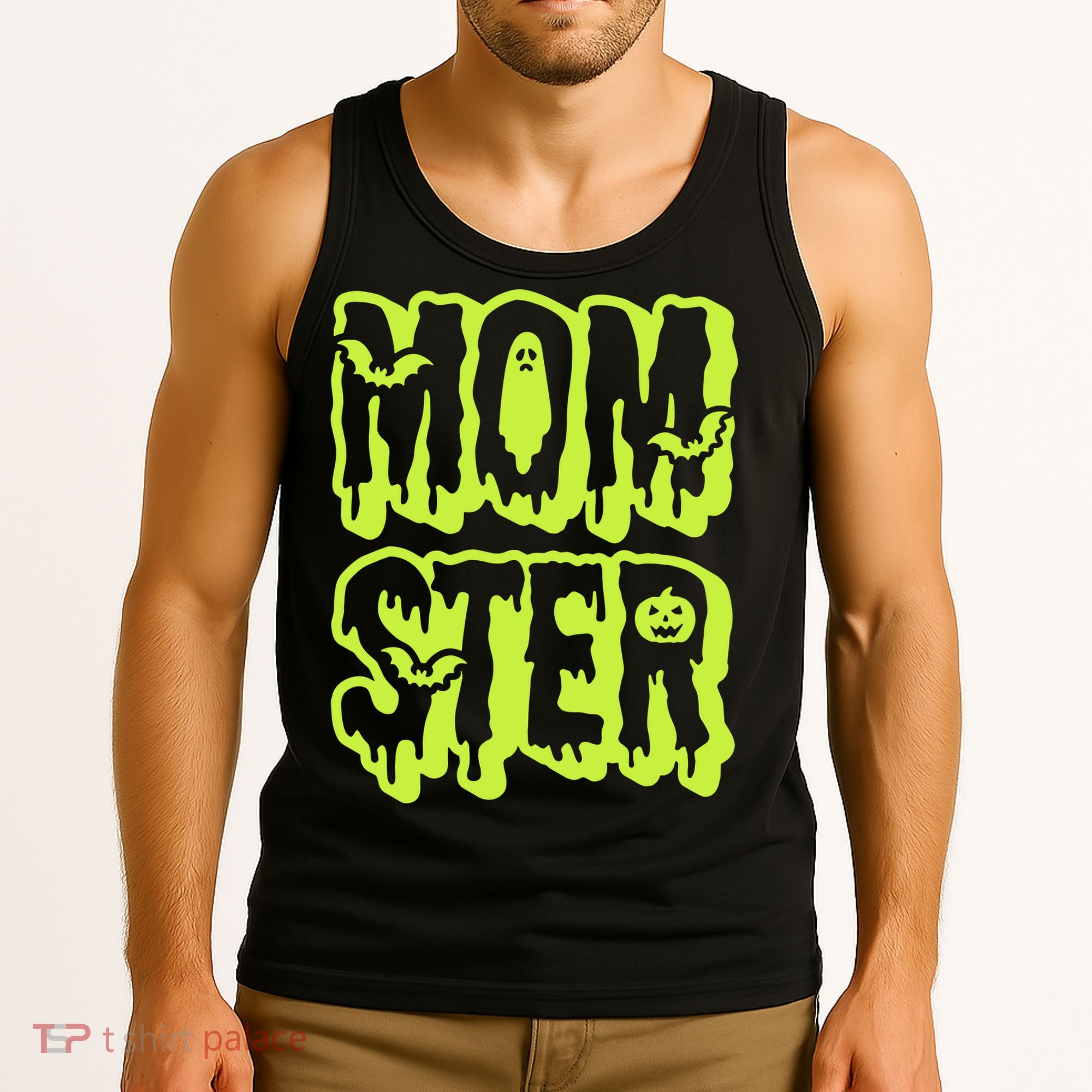 Neon Funny Momter Mom Monster Halloween Family Matching Tank Top