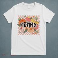 Nonna Floral Mother'S Day Wildflower Girl Checkered T-Shirt thumb 5
