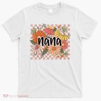 Nana Floral Mother'S Day Wildflower Girl Checkered T-Shirt thumb 0