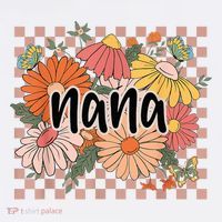 Nana Floral Mother'S Day Wildflower Girl Checkered T-Shirt thumb 7