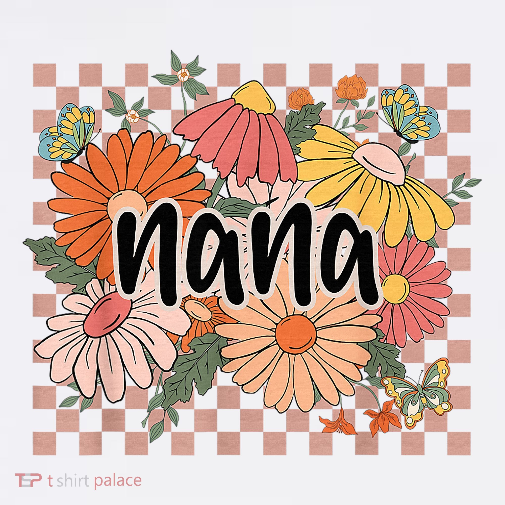 Nana Floral Mother'S Day Wildflower Girl Checkered Women's Tank Top