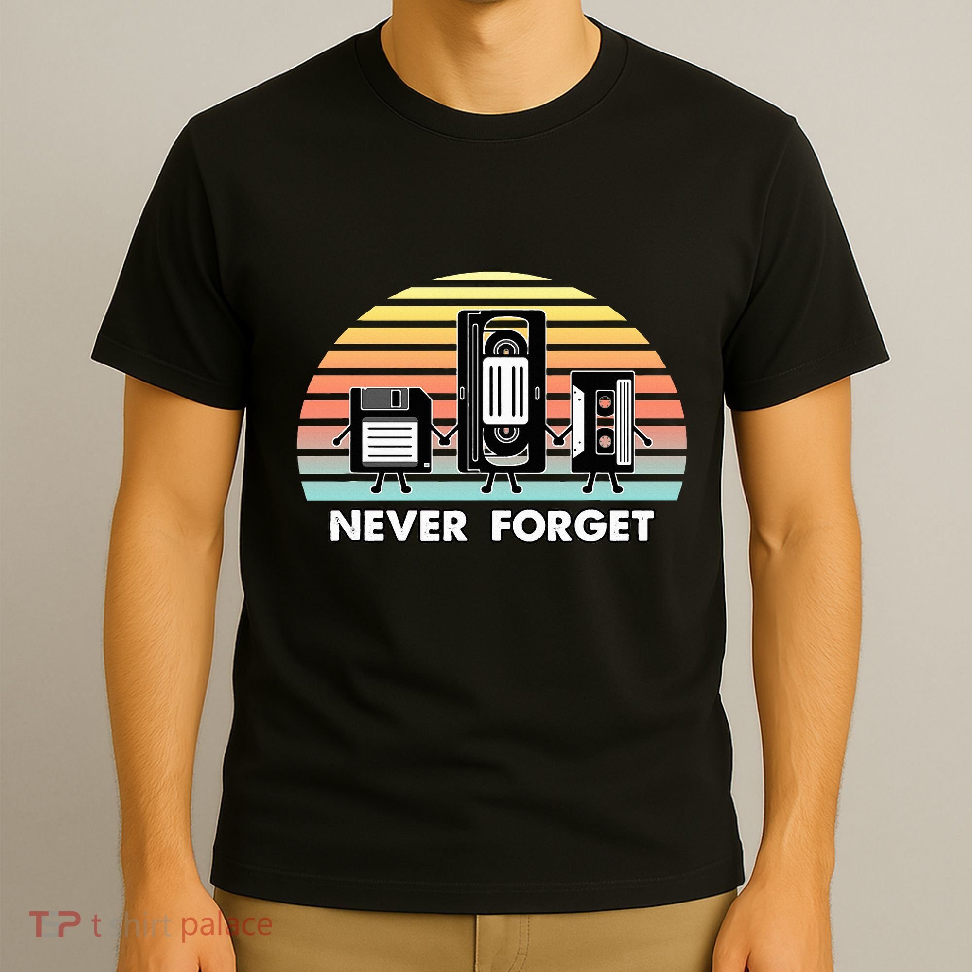 Never Forget Media Floppy Disk Vhs Casette Audio Tape T-Shirt