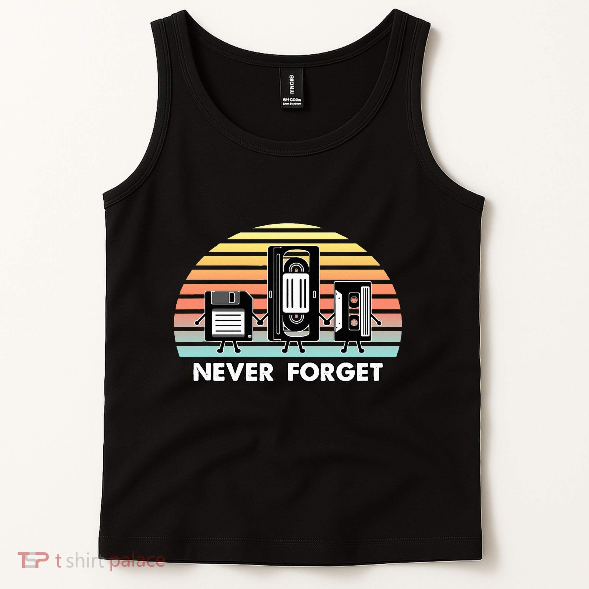 Never Forget Media Floppy Disk Vhs Casette Audio Tape Tank Top