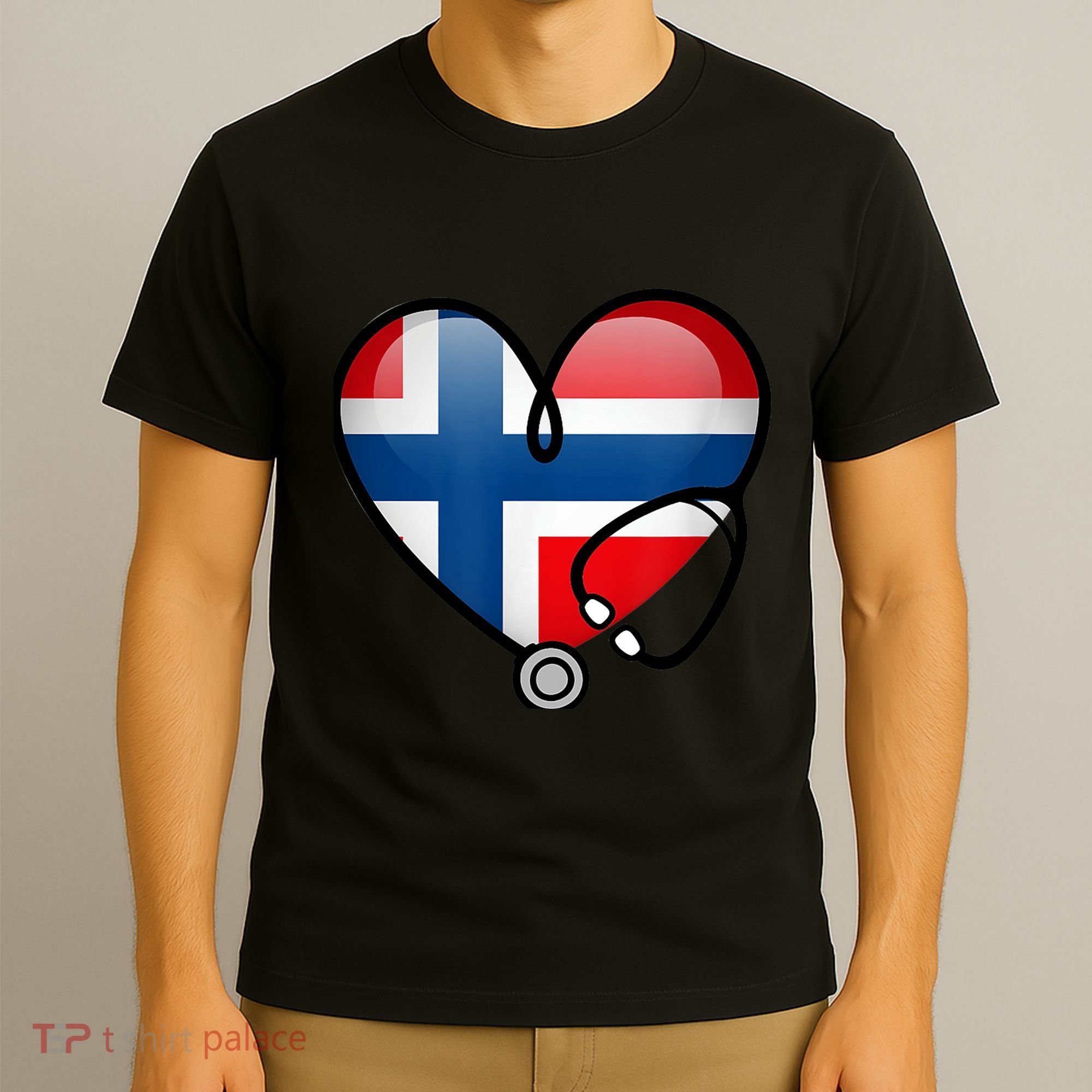 Norway Flag Norwegian Nurse Stethoscope Heart T-Shirt