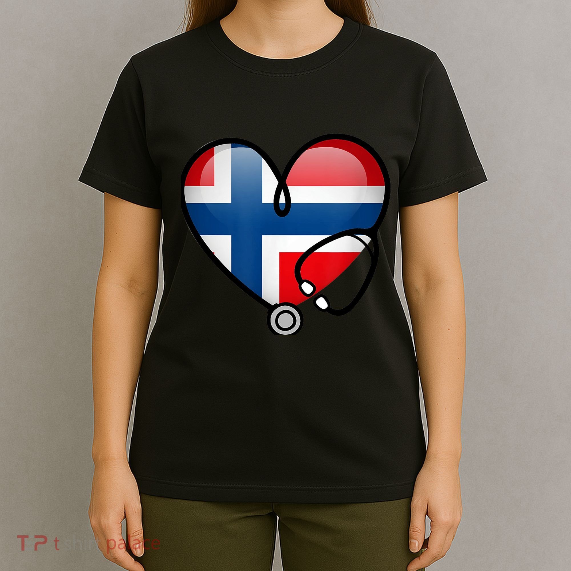 Norway Flag Norwegian Nurse Stethoscope Heart T-Shirt