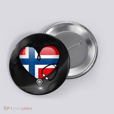 Norway Flag Norwegian Nurse Stethoscope Heart Button