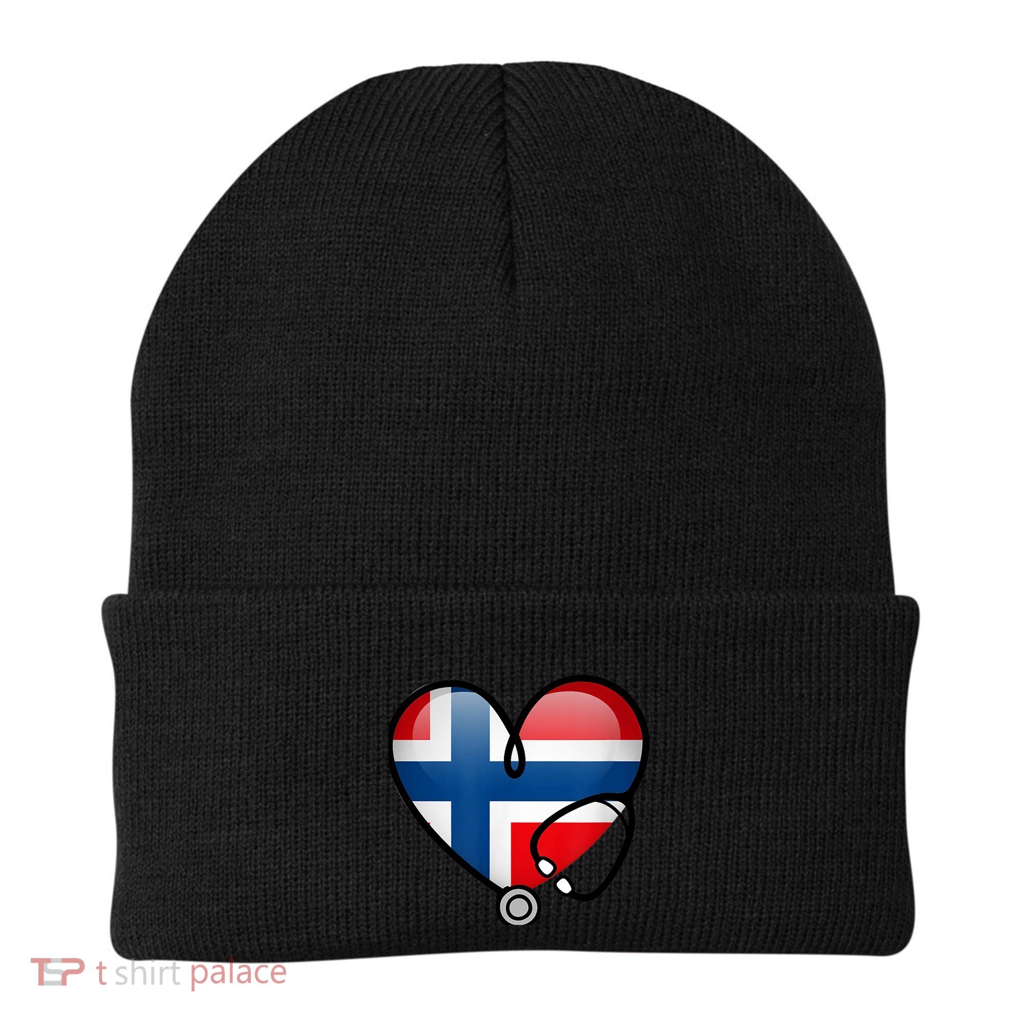 Norway Flag Norwegian Nurse Stethoscope Heart Beanie